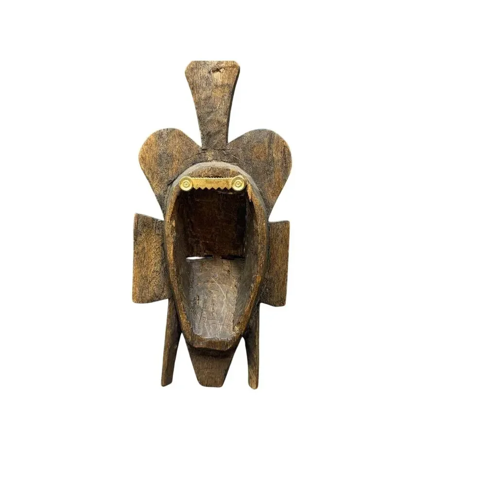 Vintage African Tribal Wood Mask Hand Carved Wall Hanging Ethnic Decor Art